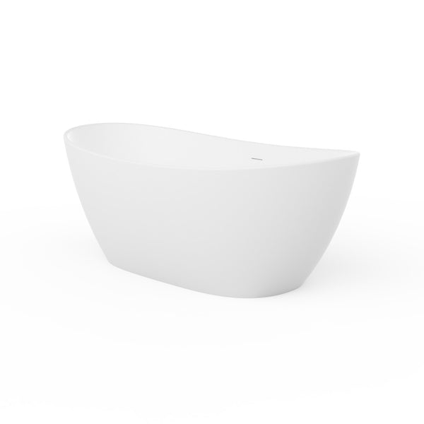 English Elm 65 Inch Freestanding Soaking Tub Solid Surface Matte White Spa Ergonomic Bath W1613P351369