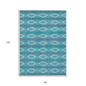 Homeroots 3' Black And Beige Geometric Indoor Outdoor Area Rug - Stylish, Durable, Washable For Any Space 8' X 10' Polyester 599673