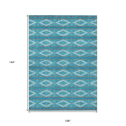 Homeroots 3' Black And Beige Geometric Indoor Outdoor Area Rug - Stylish, Durable, Washable For Any Space 9' X 12' Polyester 599674