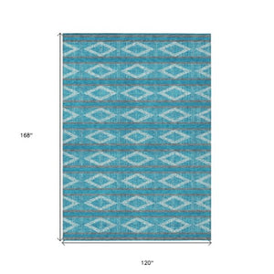 Homeroots 3' Black And Beige Geometric Indoor Outdoor Area Rug - Stylish, Durable, Washable For Any Space 10' X 14' Polyester 599675