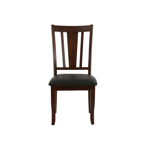 English Elm Charlton Espresso Slat Back Dining Side Chairs Set of 2 — Rubberwood Frame, Black Faux Leather Seats, Easy-Clean Comfort SR011285