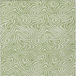 Homeroots 3' Artichoke Green And Ivory Abstract Washable Area Rug For Indoor And Outdoor Spaces, Durable Design 3' X 5' Polyester 599682