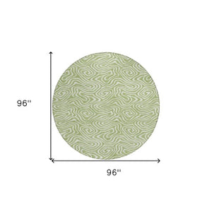 Homeroots 3' Artichoke Green And Ivory Abstract Washable Area Rug For Indoor And Outdoor Spaces, Durable Design 8' Round Polyester 599684