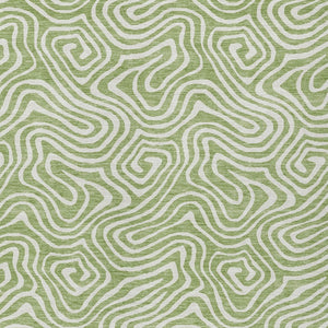 Homeroots 3' Artichoke Green And Ivory Abstract Washable Area Rug For Indoor And Outdoor Spaces, Durable Design 8' X 10' Polyester 599685