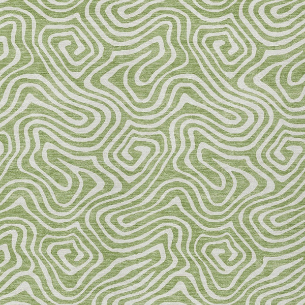 Homeroots 3' Artichoke Green And Ivory Abstract Washable Area Rug For Indoor And Outdoor Spaces, Durable Design 8' X 10' Polyester 599685