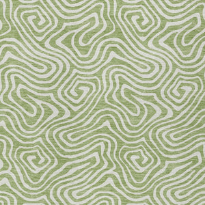 Homeroots 3' Artichoke Green And Ivory Abstract Washable Area Rug For Indoor And Outdoor Spaces, Durable Design 10' X 14' Polyester 599687
