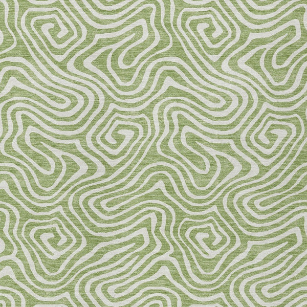 Homeroots 3' Artichoke Green And Ivory Abstract Washable Area Rug For Indoor And Outdoor Spaces, Durable Design 10' X 14' Polyester 599687