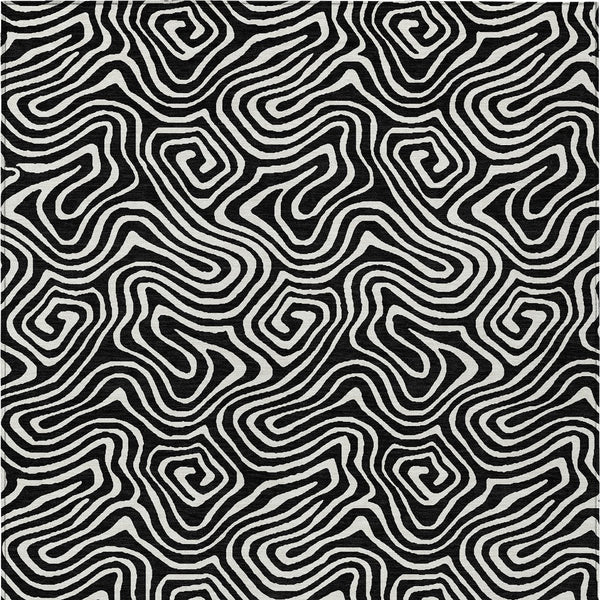 Homeroots 3' Artichoke Green And Ivory Abstract Washable Area Rug For Indoor And Outdoor Spaces, Durable Design 5' X 8' Polyester 599689