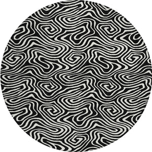 Homeroots 3' Artichoke Green And Ivory Abstract Washable Area Rug For Indoor And Outdoor Spaces, Durable Design 8' Round Polyester 599690