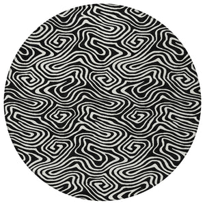 Homeroots 3' Artichoke Green And Ivory Abstract Washable Area Rug For Indoor And Outdoor Spaces, Durable Design 8' Round Polyester 599690