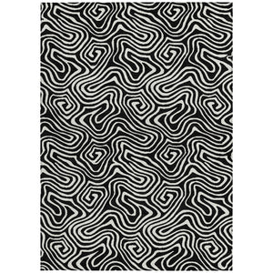 Homeroots 3' Artichoke Green And Ivory Abstract Washable Area Rug For Indoor And Outdoor Spaces, Durable Design 8' X 10' Polyester 599691