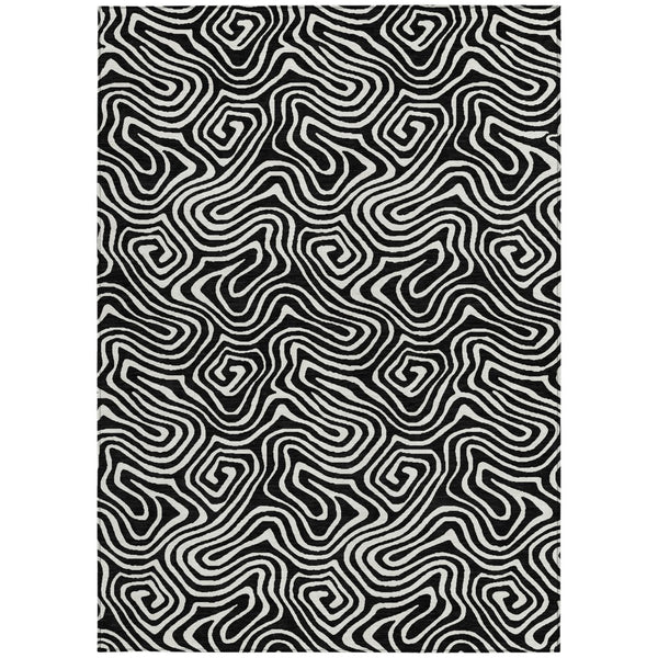 Homeroots 3' Artichoke Green And Ivory Abstract Washable Area Rug For Indoor And Outdoor Spaces, Durable Design 8' X 10' Polyester 599691