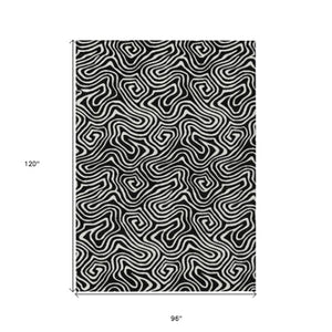 Homeroots 3' Artichoke Green And Ivory Abstract Washable Area Rug For Indoor And Outdoor Spaces, Durable Design 8' X 10' Polyester 599691