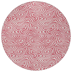 Homeroots 3' Artichoke Green And Ivory Abstract Washable Area Rug For Indoor And Outdoor Spaces, Durable Design 8' Round Polyester 599696