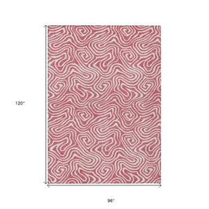 Homeroots 3' Artichoke Green And Ivory Abstract Washable Area Rug For Indoor And Outdoor Spaces, Durable Design 8' X 10' Polyester 599697