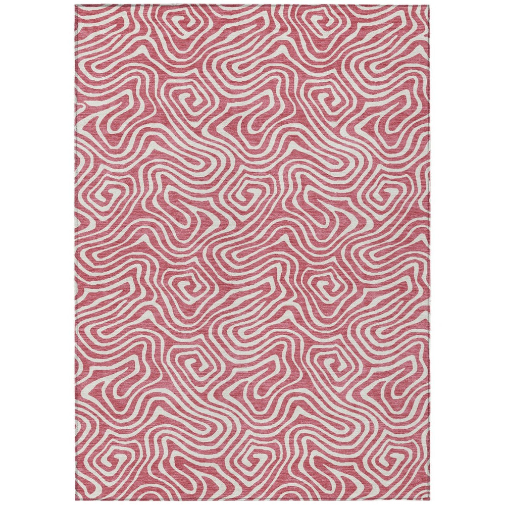 HomeRoots 9' X 12' Blush & Ivory Abstract Area Rug - Stylish, Washable, Indoor/Outdoor, Durable & Easy Care! 599698