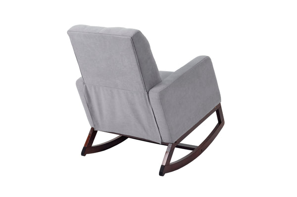 English Elm Rocker Diamond-Tufted Upholstered Rocking Chair with Plush Cushions, Exposed Legs, Elegant Accent Steel Gray 29 L x 28 W x 20 H B089P240471