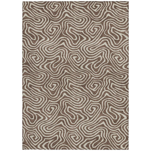 Homeroots 3' Artichoke Green And Ivory Abstract Washable Area Rug For Indoor And Outdoor Spaces, Durable Design 3' X 5' Polyester 599700