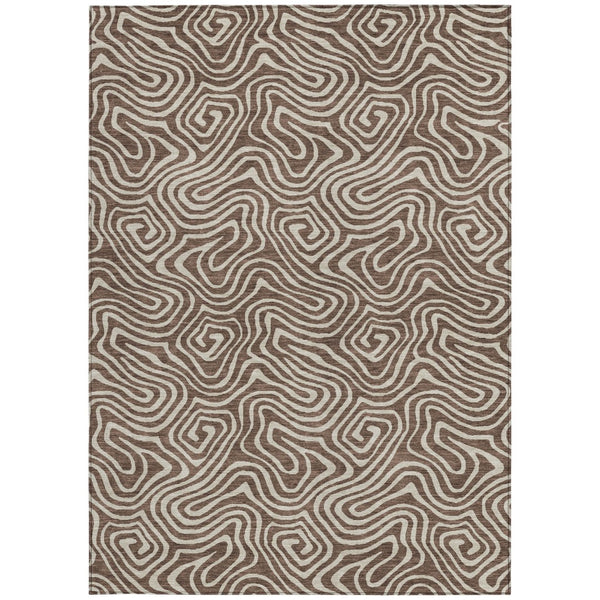 Homeroots 3' Artichoke Green And Ivory Abstract Washable Area Rug For Indoor And Outdoor Spaces, Durable Design 3' X 5' Polyester 599700