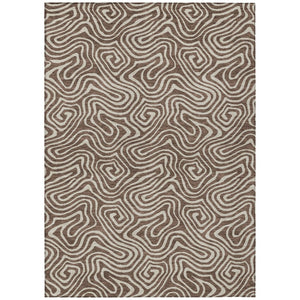 HomeRoots 5' Versatile Brown and Beige Abstract Washable Area Rug for Indoor and Outdoor Durability and Style 5' X 8' 599701