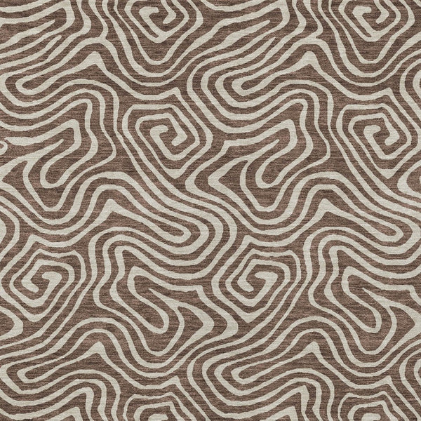 Homeroots 3' Artichoke Green And Ivory Abstract Washable Area Rug For Indoor And Outdoor Spaces, Durable Design 5' X 8' Polyester 599701