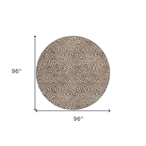 Homeroots 3' Artichoke Green And Ivory Abstract Washable Area Rug For Indoor And Outdoor Spaces, Durable Design 8' Round Polyester 599702