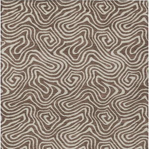 Homeroots 3' Artichoke Green And Ivory Abstract Washable Area Rug For Indoor And Outdoor Spaces, Durable Design 8' X 10' Polyester 599703