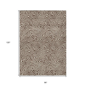 Homeroots 3' Artichoke Green And Ivory Abstract Washable Area Rug For Indoor And Outdoor Spaces, Durable Design 8' X 10' Polyester 599703