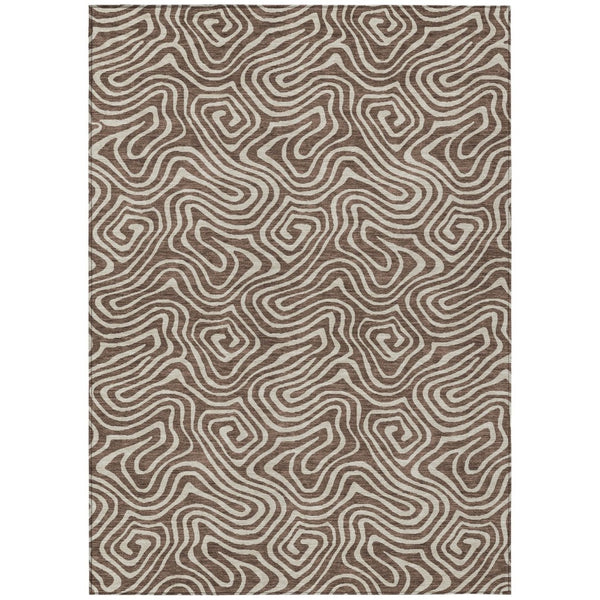 HomeRoots 5' Versatile Brown and Beige Abstract Washable Area Rug for Indoor and Outdoor Durability and Style 8' X 10' 599703