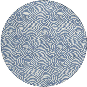 Homeroots 3' Artichoke Green And Ivory Abstract Washable Area Rug For Indoor And Outdoor Spaces, Durable Design 8' Round Polyester 599708