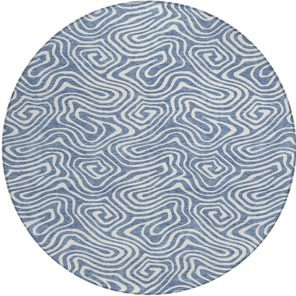 Homeroots 3' Artichoke Green And Ivory Abstract Washable Area Rug For Indoor And Outdoor Spaces, Durable Design 8' Round Polyester 599708