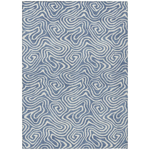 HomeRoots 9' X 12' Denim Blue & Ivory Abstract Washable Rug - Stylish, Durable for Indoor/Outdoor Spaces! 599710