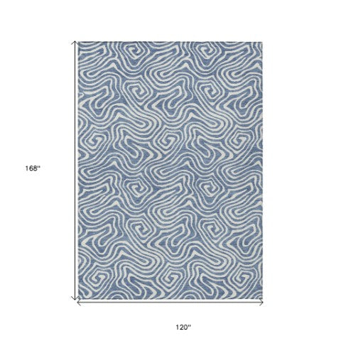 Homeroots 3' Artichoke Green And Ivory Abstract Washable Area Rug For Indoor And Outdoor Spaces, Durable Design 10' X 14' Polyester 599711