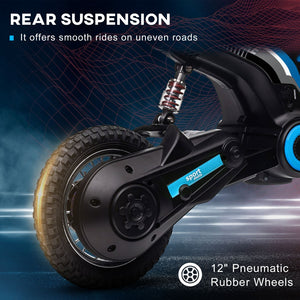 English Elm Aosom 12v Electric Kids Ride on Utv with Remote Control Suspension and Music System Blue W2225P229309