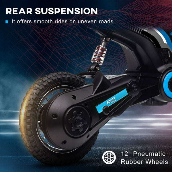 English Elm Aosom 12v Electric Kids Ride on Utv with Remote Control Suspension and Music System Blue W2225P229309