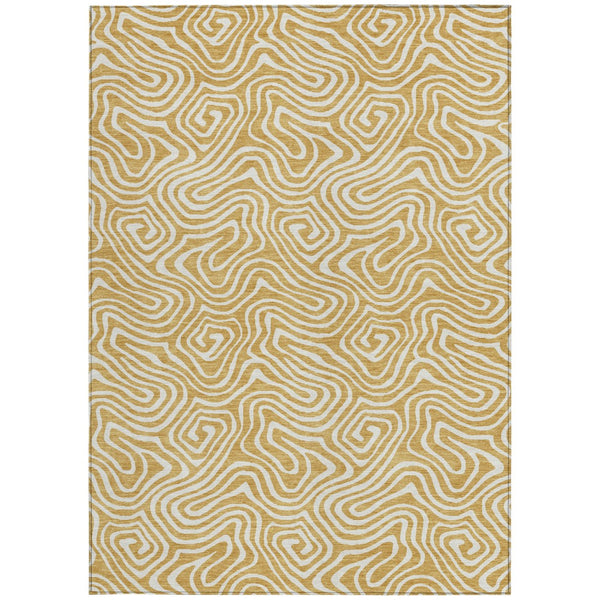 Homeroots 3' Artichoke Green And Ivory Abstract Washable Area Rug For Indoor And Outdoor Spaces, Durable Design 3' X 5' Polyester 599712
