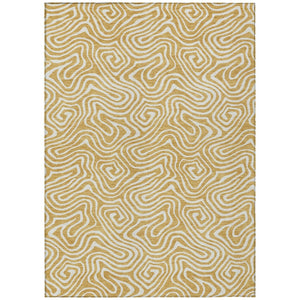 HomeRoots 5' Gold and Ivory Abstract Area Rug - Durable, Washable, Stylish for Indoor and Outdoor Spaces 5' X 8' 599713