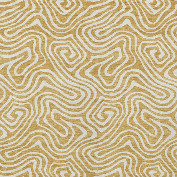 Homeroots 3' Artichoke Green And Ivory Abstract Washable Area Rug For Indoor And Outdoor Spaces, Durable Design 5' X 8' Polyester 599713