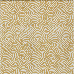 Homeroots 3' Artichoke Green And Ivory Abstract Washable Area Rug For Indoor And Outdoor Spaces, Durable Design 8' X 10' Polyester 599715