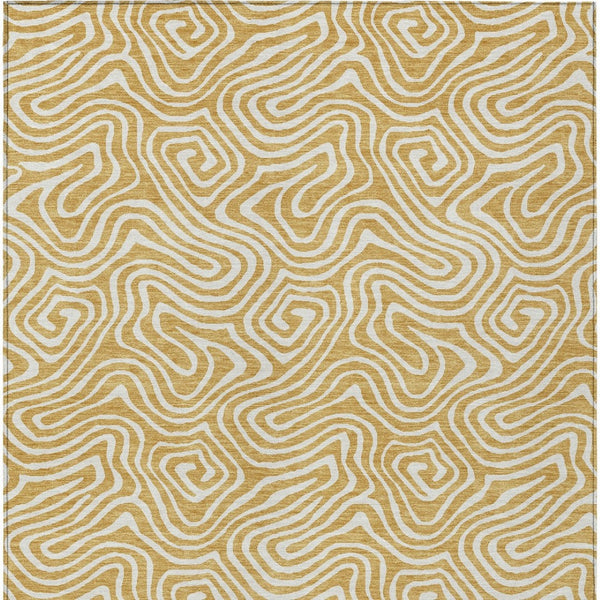 Homeroots 3' Artichoke Green And Ivory Abstract Washable Area Rug For Indoor And Outdoor Spaces, Durable Design 10' X 14' Polyester 599717