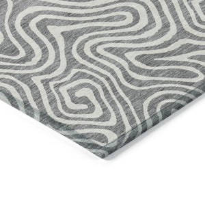 Homeroots 3' Artichoke Green And Ivory Abstract Washable Area Rug For Indoor And Outdoor Spaces, Durable Design 3' X 5' Polyester 599718