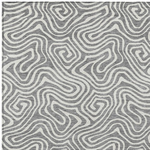 Homeroots 3' Artichoke Green And Ivory Abstract Washable Area Rug For Indoor And Outdoor Spaces, Durable Design 3' X 5' Polyester 599718