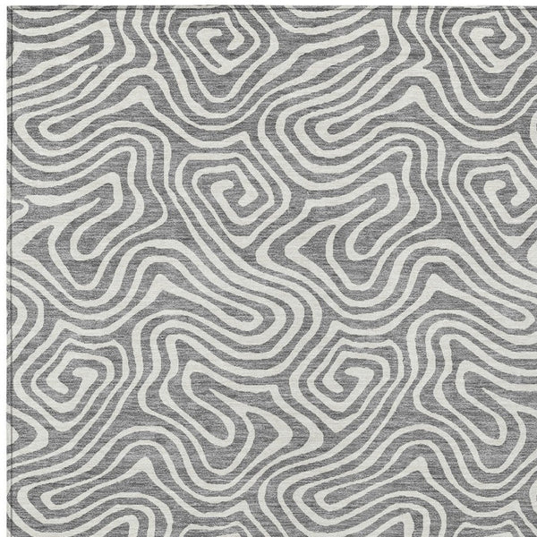 Homeroots 3' Artichoke Green And Ivory Abstract Washable Area Rug For Indoor And Outdoor Spaces, Durable Design 3' X 5' Polyester 599718