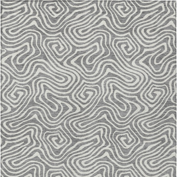 Homeroots 3' Artichoke Green And Ivory Abstract Washable Area Rug For Indoor And Outdoor Spaces, Durable Design 5' X 8' Polyester 599719