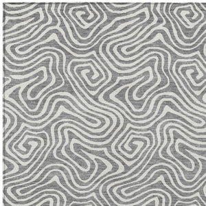 Homeroots 3' Artichoke Green And Ivory Abstract Washable Area Rug For Indoor And Outdoor Spaces, Durable Design 5' X 8' Polyester 599719