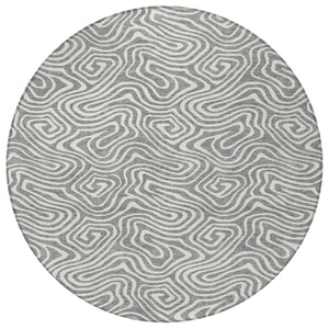 Homeroots 3' Artichoke Green And Ivory Abstract Washable Area Rug For Indoor And Outdoor Spaces, Durable Design 8' Round Polyester 599720