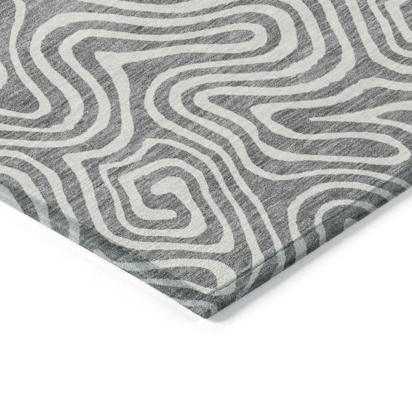 Homeroots 3' Artichoke Green And Ivory Abstract Washable Area Rug For Indoor And Outdoor Spaces, Durable Design 9' X 12' Polyester 599722