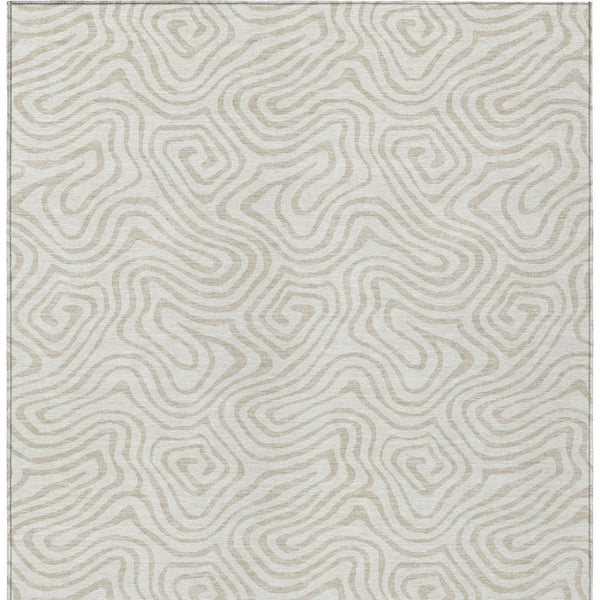 Homeroots 3' Artichoke Green And Ivory Abstract Washable Area Rug For Indoor And Outdoor Spaces, Durable Design 3' X 5' Polyester 599724