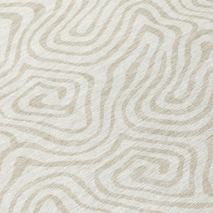 Homeroots 3' Artichoke Green And Ivory Abstract Washable Area Rug For Indoor And Outdoor Spaces, Durable Design 8' Round Polyester 599726