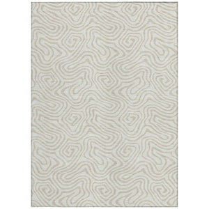 Homeroots 3' Artichoke Green And Ivory Abstract Washable Area Rug For Indoor And Outdoor Spaces, Durable Design 8' X 10' Polyester 599727
